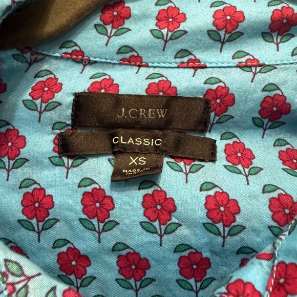 J.Crew Classic Popover Womens Floral Block Print Half Button Down Shirt Size XS - Picture 2 of 6
